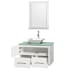 Open Vanity View with Green Glass Top, Vessel Sink, and 24" Mirror