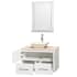 Open Vanity View with Ivory Marble Top, Vessel Sink, and 24" Mirror