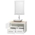 Open Vanity View with Ivory Marble Top, Vessel Sink, and 24" Mirror