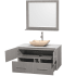 Open Vanity View with White Stone Top, Vessel Sink, and 36" Mirror