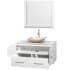 Open Vanity View with White Stone Top, Vessel Sink, and 36" Mirror