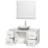 Open Vanity View with White Carrera Marble Top, Vessel Sink, and 36" Mirror