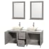 Open Vanity View with White Carrera Marble Top, Vessel Sinks, and 24" Mirrors