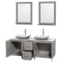 Open Vanity View with White Carrera Marble Top, Vessel Sinks, and 24" Mirrors