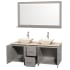 Open Vanity View with Ivory Marble Top, Vessel Sinks, and 58" Mirror