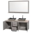 Open Vanity View with Ivory Marble Top, Vessel Sinks, and 58" Mirror