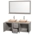 Open Vanity View with Ivory Marble Top, Vessel Sinks, and 58" Mirror