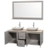 Open Vanity View with Ivory Marble Top, Vessel Sinks, and 58" Mirror