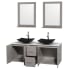 Open Vanity View with White Stone Top, Vessel Sinks, and 24" Mirrors