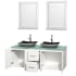 Open Vanity View with Green Glass Top, Vessel Sinks, and 24" Mirrors