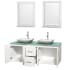 Open Vanity View with Green Glass Top, Vessel Sinks, and 24" Mirrors