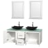 Open Vanity View with Green Glass Top, Vessel Sinks, and 24" Mirrors