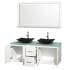 Open Vanity View with Green Glass Top, Vessel Sinks, and 58" Mirror