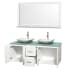 Open Vanity View with Green Glass Top, Vessel Sinks, and 58" Mirror