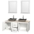 Open Vanity View with Ivory Marble Top, Vessel Sinks, and 24" Mirrors