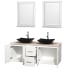 Open Vanity View with Ivory Marble Top, Vessel Sinks, and 24" Mirrors