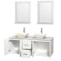 Open Vanity View with White Stone Top, Vessel Sinks, and 24" Mirrors