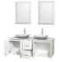 Open Vanity View with White Stone Top, Vessel Sinks, and 24" Mirrors