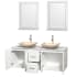 Open Vanity View with White Stone Top, Vessel Sinks, and 24" Mirrors