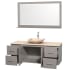 Open Vanity View with Ivory Marble Top, Vessel Sink, and 58" Mirror