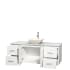 Open Vanity View with White Carrera Marble Top and Vessel Sink