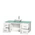 Open Vanity View with Green Glass Top and Vessel Sink