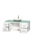 Open Vanity View with Green Glass Top and Vessel Sink