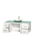 Open Vanity View with Green Glass Top and Vessel Sink