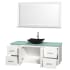 Open Vanity View with Green Glass Top, Vessel Sink, and 58" Mirror