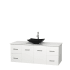 Full Vanity View with White Stone Top and Vessel Sink