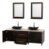 Open Vanity View with Ivory Marble Top, Vessel Sinks, and 24" Mirrors