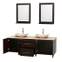 Open Vanity View with Ivory Marble Top, Vessel Sinks, and 24" Mirrors