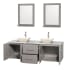 Open Vanity View with White Stone Top, Vessel Sinks, and 24" Mirrors