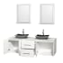 Open Vanity View with White Carrera Marble Top, Vessel Sinks, and 24" Mirrors