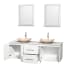 Open Vanity View with White Carrera Marble Top, Vessel Sinks, and 24" Mirrors