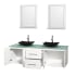 Open Vanity View with Green Glass Top, Vessel Sinks, and 24" Mirrors