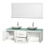 Open Vanity View with Green Glass Top, Vessel Sinks, and 70" Mirror