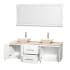 Open Vanity View with Ivory Marble Top, Vessel Sinks, and 70" Mirror