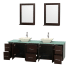 Open Vanity View with Green Glass Top, Vessel Sinks, and 24" Mirrors