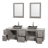 Open Vanity View with White Carrera Marble Top, Vessel Sinks, and 24" Mirrors