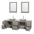 Open Vanity View with White Carrera Marble Top, Vessel Sinks, and 24" Mirrors