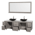 Open Vanity View with White Stone Top, Vessel Sinks, and 70" Mirror