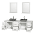 Open Vanity View with White Carrera Marble Top, Vessel Sinks, and 24" Mirrors