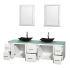 Open Vanity View with Green Glass Top, Vessel Sinks, and 24" Mirrors