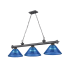 Z-Lite Cordon 3 Light 14" Wide Billiard Chandelier with Dark Blue Shades Bronze Plated / Dark Blue
