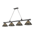Z-Lite Cordon 4 Light 14" Wide Billiard Chandelier with Smoke Shades Bronze Plated / Smoke