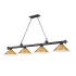 Z-Lite Cordon 4 Light 14" Wide Billiard Chandelier with Rubbed Brass Shades Bronze / Rubbed Brass