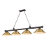 Z-Lite Cordon 4 Light 16" Wide Billiard Chandelier with Rubbed Brass Shades Bronze / Rubbed Brass