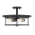 Z-Lite Savannah 3 Light 16" Wide Semi-Flush Drum Ceiling Fixture with a Clear Glass Shade Bronze