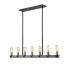Z-Lite Kirkland 7 Light 44" Wide Faux Wood Linear Chandelier Ashen Barnboard